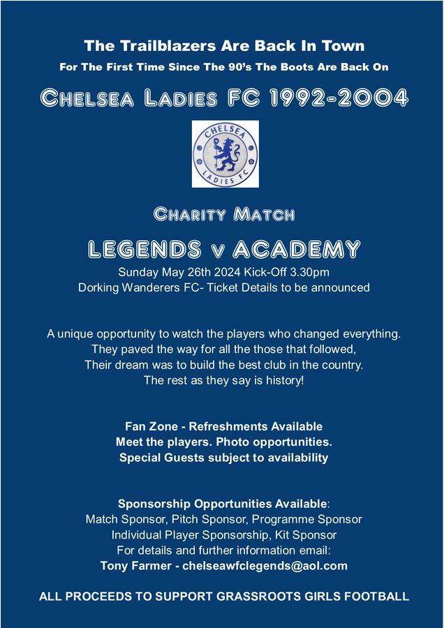 Chelsea Ladies: Legends Charity Match